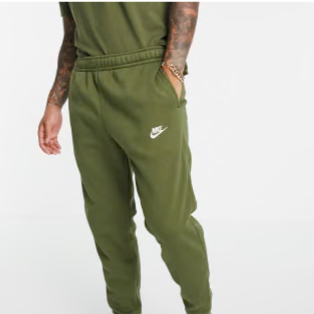 NIKE SPORTSWEAR MENS FLEECE PANTS GREEN XL TAPER LEG